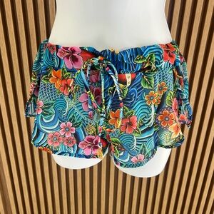 Luli Fama Blue and Green Draw Swim shorts